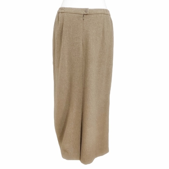 𝅺RHAPSODIE DE WEINBERG BEIGE BROWN WOOL CASHMERE BLEND MAXI SKIRT - 46IT (L) - Picture 4 of 12